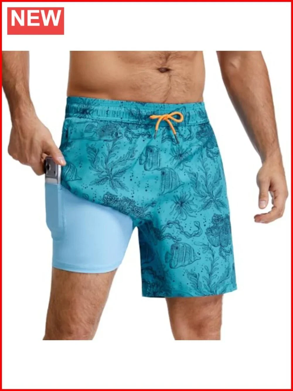Men's 2 in 1 Swim Trunks with Compression Liner 7